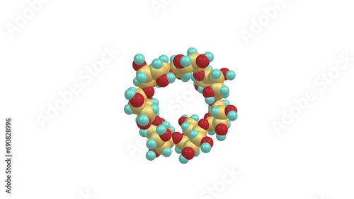 Cyclodextrin molecule rotating video Full HD