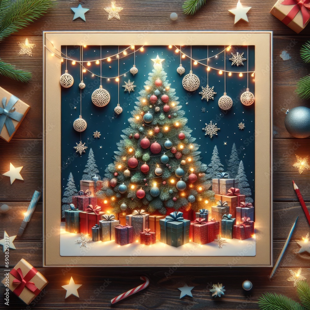 christmas decorations, christmas tree, christmas balls, fairy lights