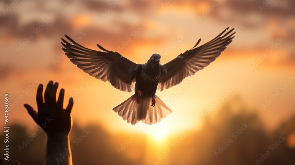 Fototapeta premium eagle at sunset