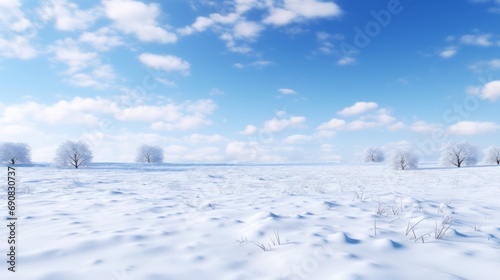 地平線まで続く雪の積もった平野 photo