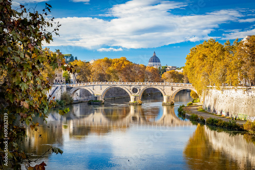 Scenic view of bridge Ponte Sisto in Rome Italy photo