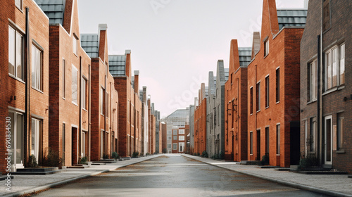 Historic Charm: Rows of Enduring Brick Residences, Generative AI © Adolfo Perez Design