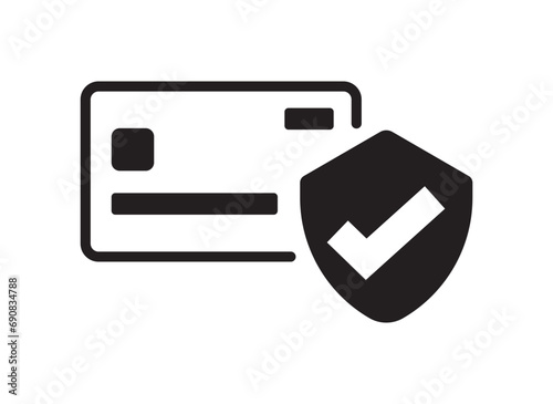 Credit card icon. Shield protection symbol. Vector illustration