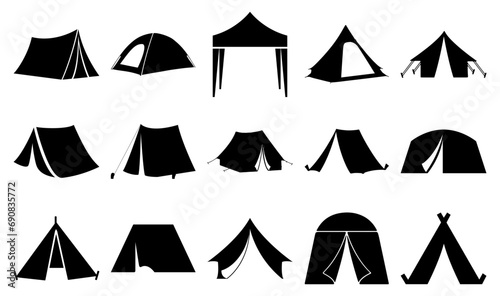 Tent Icon Silhouette Set