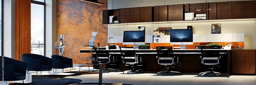 Fototapeta premium seating furniture office chair,office chair seating furniture,cabinet office furniture,drawers office furniture,whiteboard office furniture,office chair furniture, generative ai
