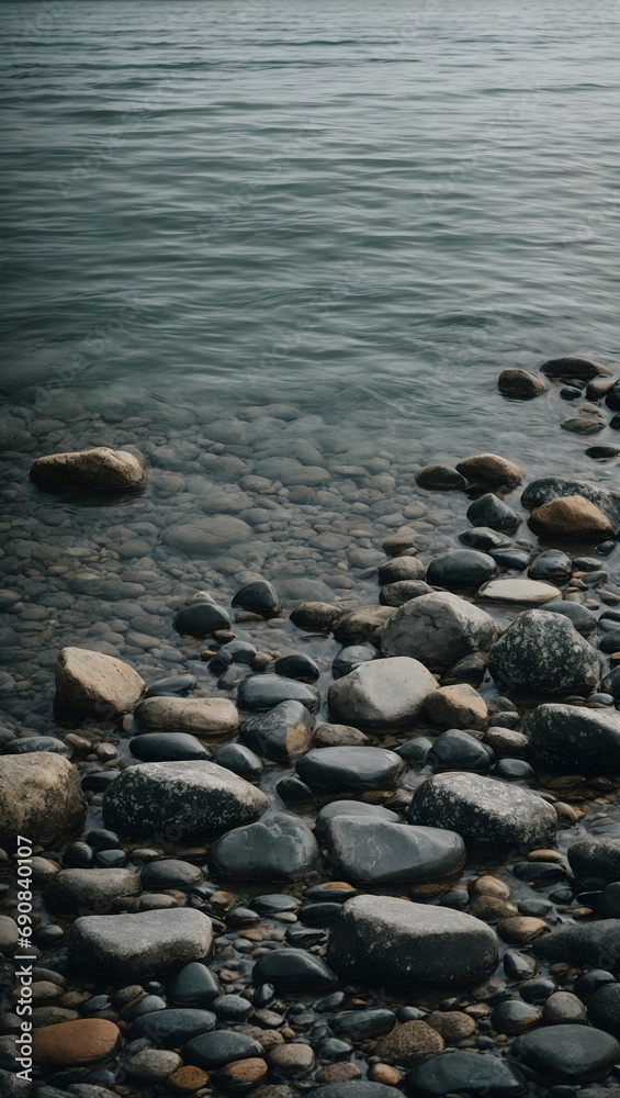 gray stones with body of water digital wallpaper ai generated gray stones with body of water digital wallpaper ai generated