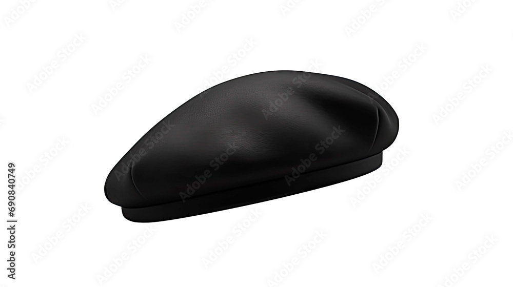 Black french cap beret side view isolated on transparent or white background Black french cap beret side view isolated on transparent or white background