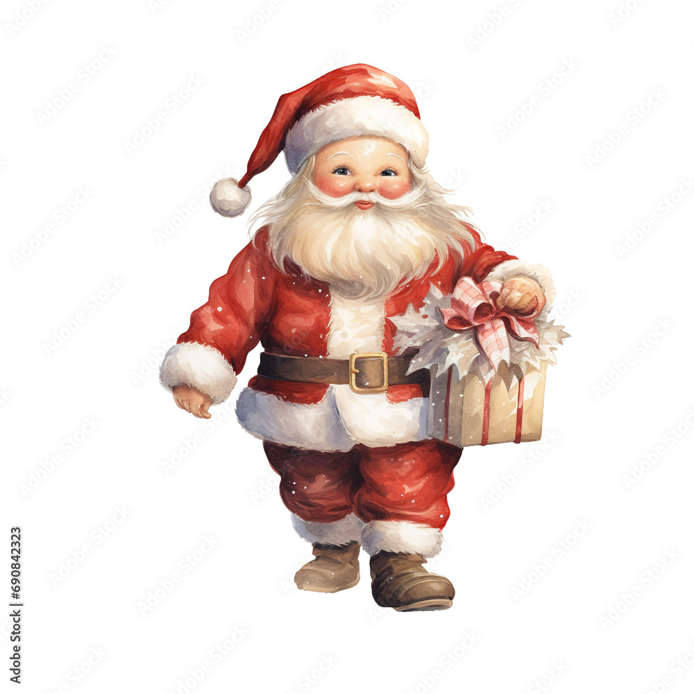 Baby Santa For Christmas Event. Watercolor Style. AI Generated