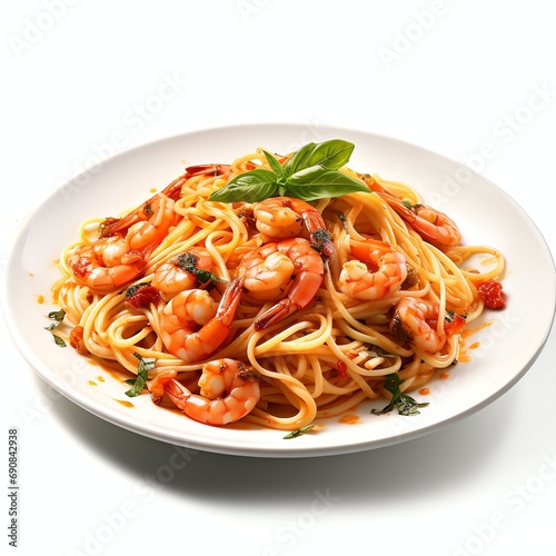 spicy shrimps spaghetti pasta real photo photorealistic