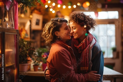 LGBT Lesbian couple love moments happiness.Lgbt relationship concept © Rudsaphon