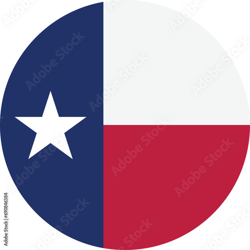 Round Texas flag isolated on white background . Vector illustration photo