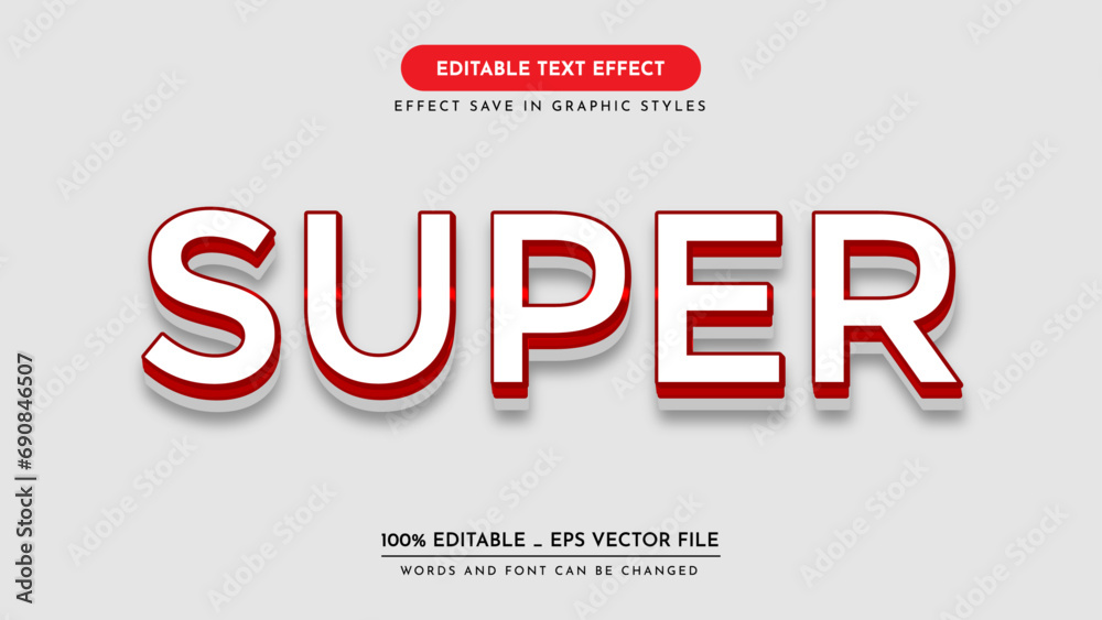 Obraz premium editable 3d text effect style. super text effect, vector illustration