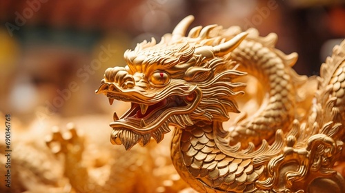 Chinese new year 2024 golden dragon statue, year of the dragon background © Cosmic Edge