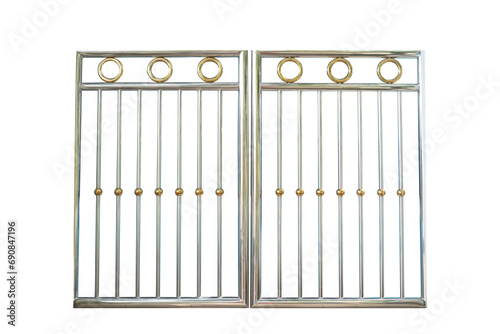 Stainless steel fence on white background