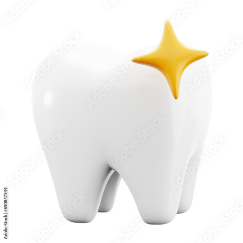 clean white tooth with star blink for healthy dental treatment medical hospital 3d icon illustration render design