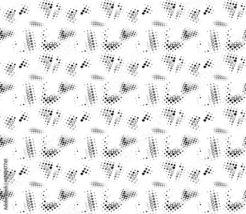 Seamless pattern of black outlines of drops or bubbles on a transparent background. Vector.