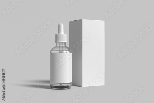Dropper Bottle and Box Blank Mockup