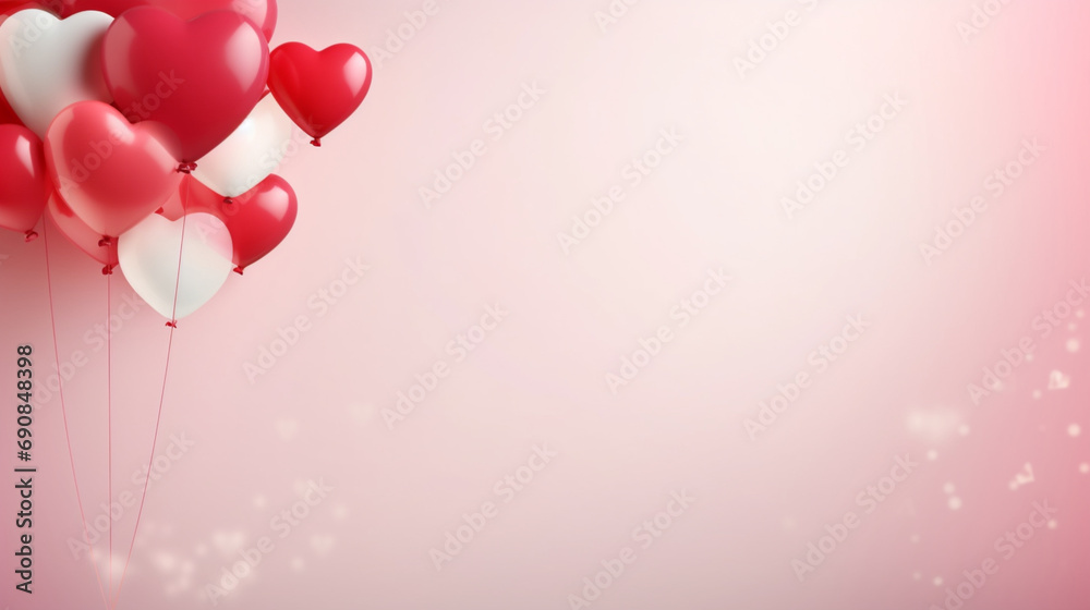 ハッピー バレンタイン カードと美しい風船ハートの背景GenerativeAI