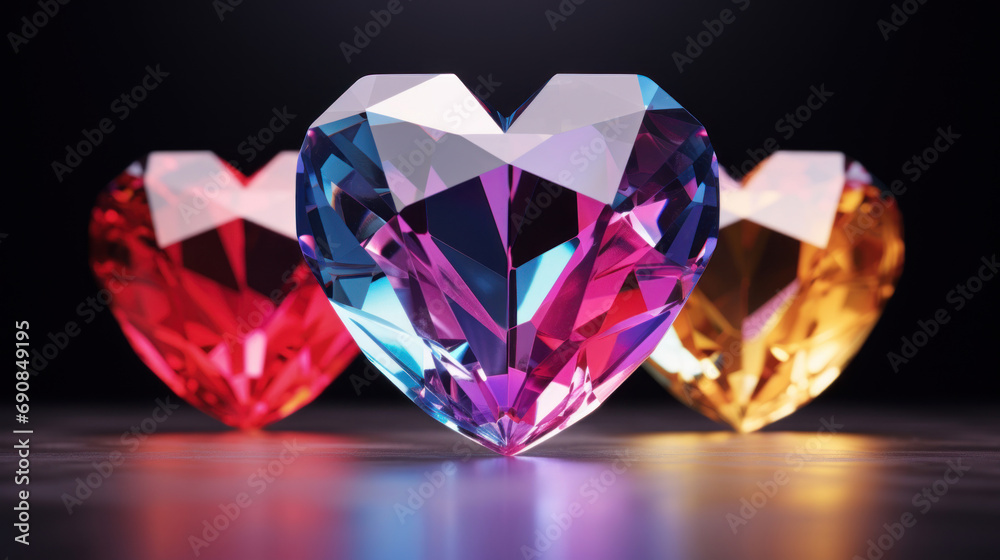 Crystal colorful hearts