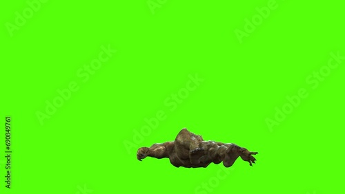 Monster Death Green Screen Animation 3D Rendering. photo