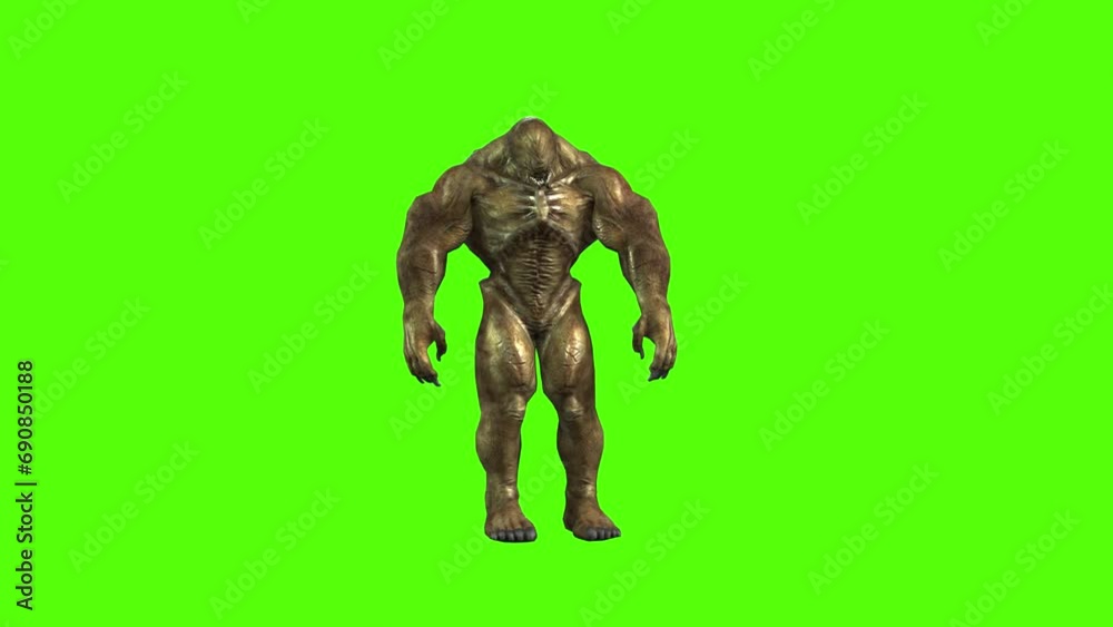 Monster Idle Green Screen Animation 3D Rendering. Monster Idle Green Screen Animation 3D Rendering.