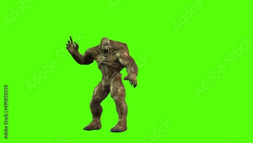 Monster Magic Attack Green Screen Animation 3D Rendering