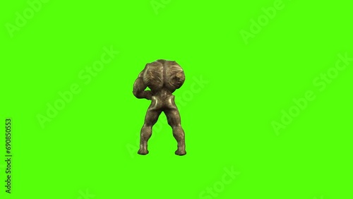 Monster Shoulder Throw Green Screen Animation 3D Rendering