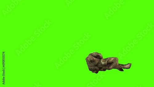 Monster Shoulder Throw Green Screen Animation 3D Rendering