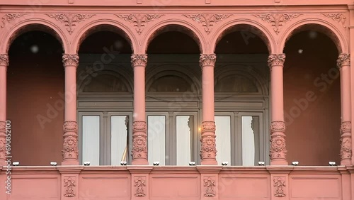 Balcony at The Casa Rosada (Pink House), Official Residence of the President of Argentina and Seat of the Government at the Plaza de Mayo Square in Buenos Aires. photo