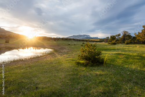 Last Light Over Mountain Scene