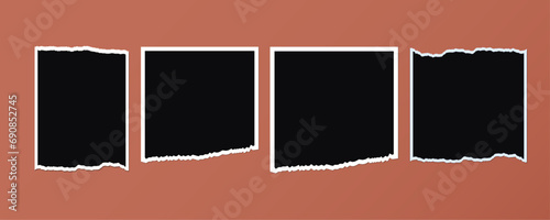 ripped edges torn paper frame photo mockup for social media post. Realistic Madboard frame mockup vector template photo