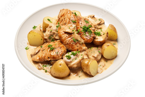 Chicken fricasee on a plate photo