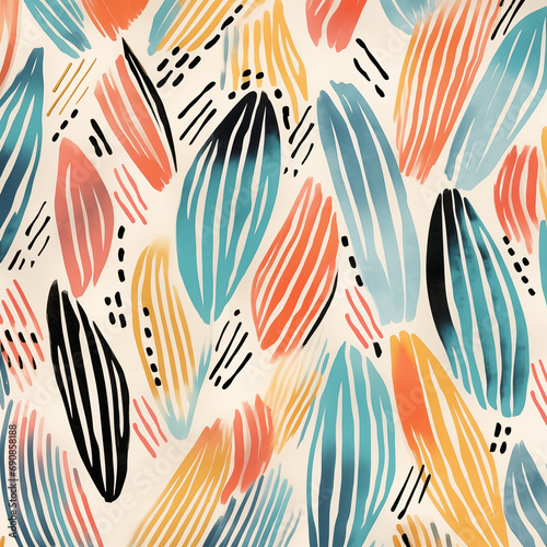 Abstract pattern. Abstract leaves. Pastel colors, retro design 