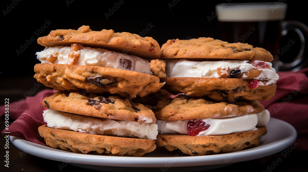 chocolate chip cookies on a plate HD 8K wallpaper Stock Photographic Image 