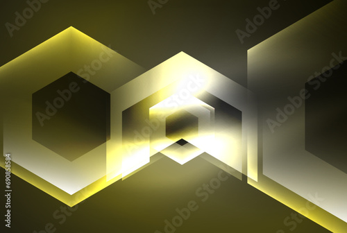 Arrow hexagon neon light glowing shapes background. Vector illustration For Wallpaper  Banner  Background  Card  Book Illustration  landing page