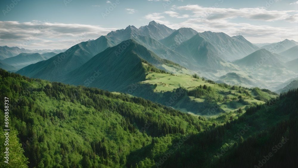 aerial view of green trees and mountains during daytime ai generated