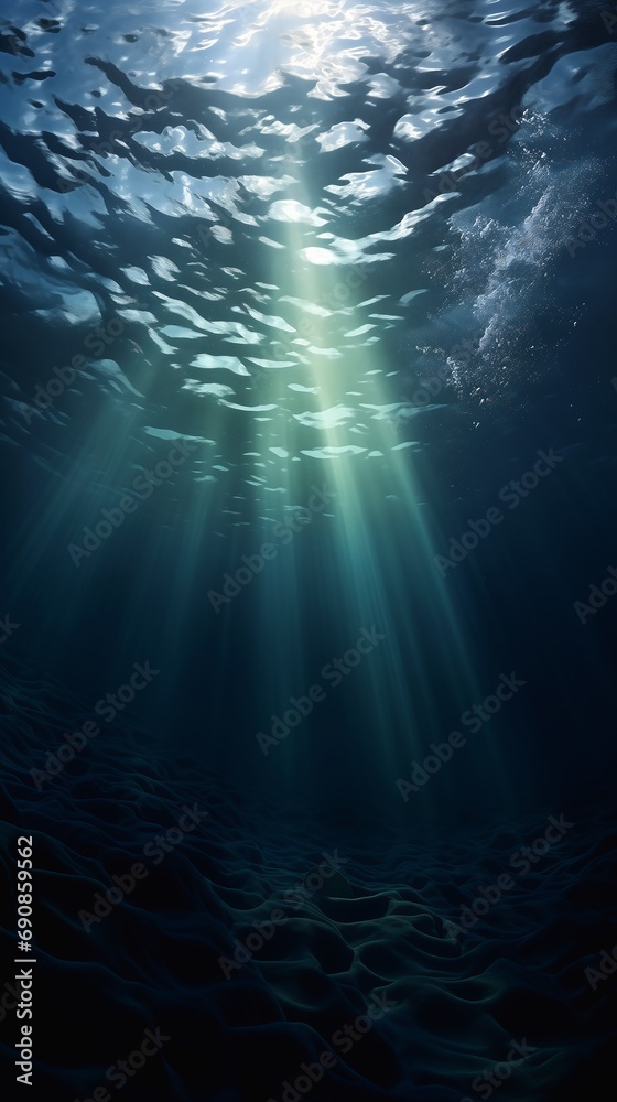 sunlight shining surface deep blue ocean resources background ...