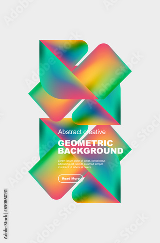 Square and triangle design with fluid gradients, abstract background