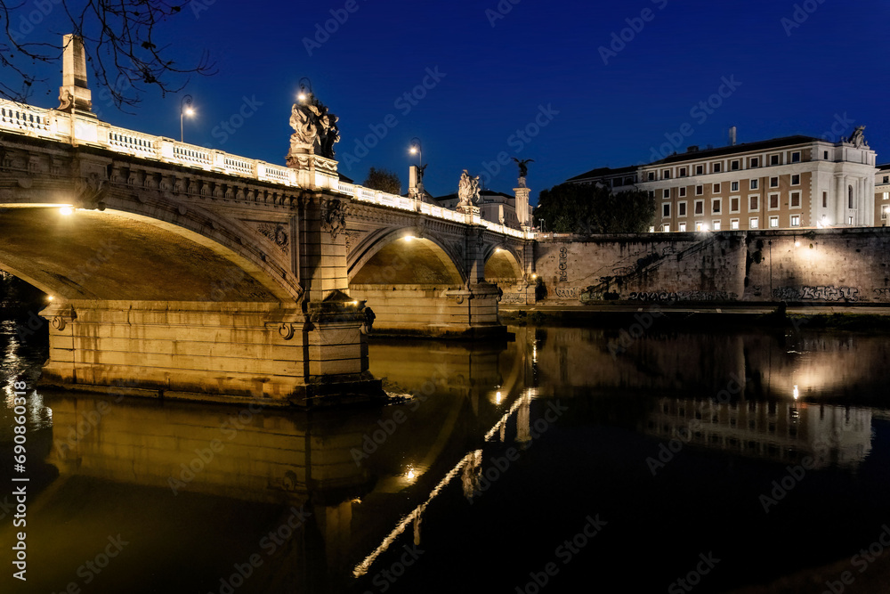 Bridge Ponte Vittorio Emanuele II on the river Tiber