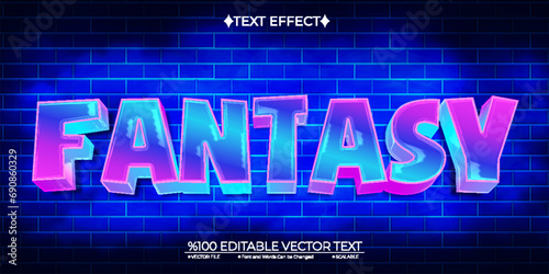 Neon Blue and Pink Fantasy Editable Vector 3D Text Effect