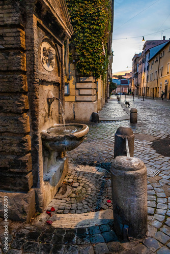Fountain Acqua Marcia at Borgo Pio street near Vatican in Rome