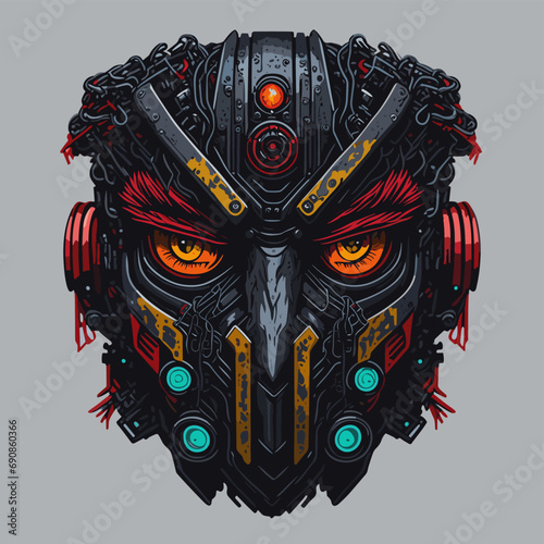2D Vector Cartoon Illustration futuristic transformers face robotic technology machine mechanical
