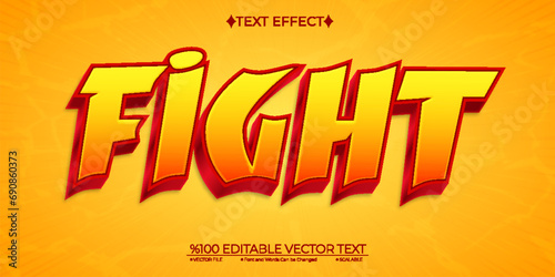 Cartoon Red and Yellow Fight Editable Vector 3D Text Effect photo