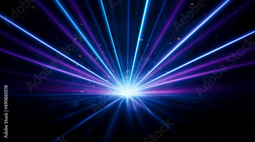 Futuristic Blue and Violet Laser Beams Illuminate the Space - Abstract Technology Background with Vibrant Energy for Creative Designs and Modern Concepts.