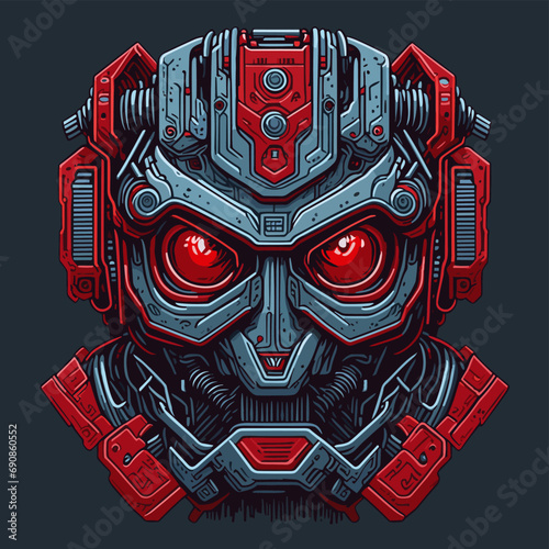 2D Vector Cartoon Illustration futuristic transformers face robotic technology machine mechanical
