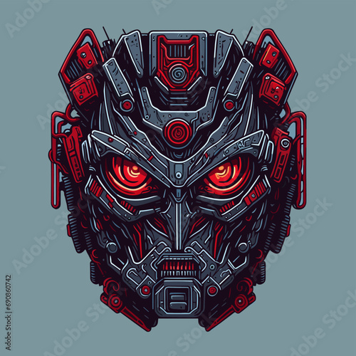 2D Vector Cartoon Illustration futuristic transformers face robotic technology machine mechanical
