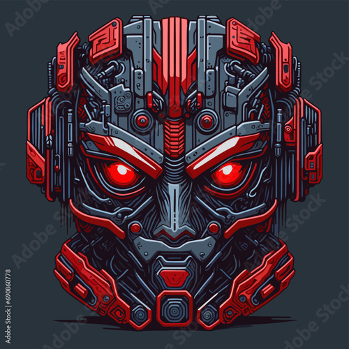 2D Vector Cartoon Illustration futuristic transformers face robotic technology machine mechanical
