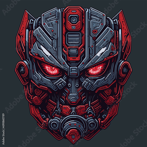 2D Vector Cartoon Illustration futuristic transformers face robotic technology machine mechanical
