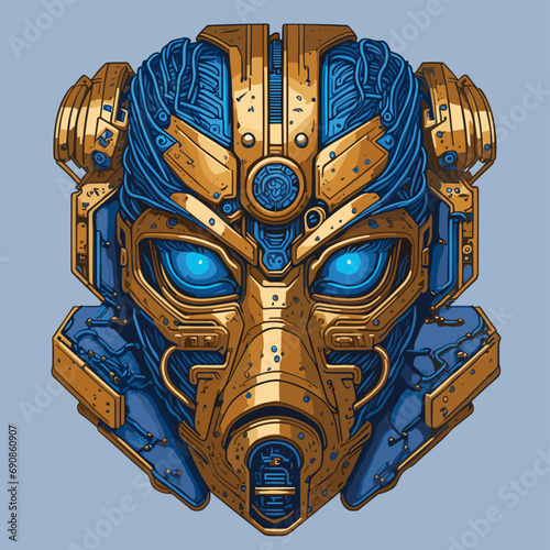 2D Vector Cartoon Illustration futuristic transformers face robotic technology machine mechanical
