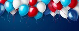 Happy President's Day, Constitution, Elections concept. Banner With Glossy American Tricolor Balloons Decorated Background. Generative AI
